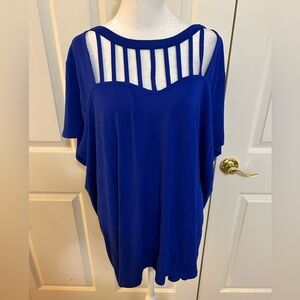 Torrid bright blue tunic with décolletage interest, 3X